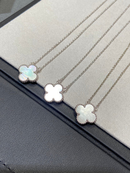 [Rosla]CLOVER MEDIUM SILVER WHITE MOP NECKLACE