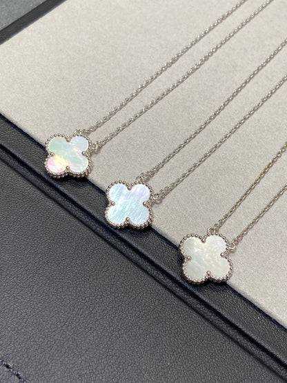 [Rosla]CLOVER MEDIUM SILVER WHITE MOP NECKLACE