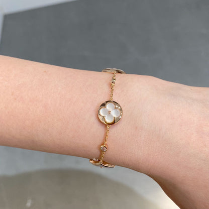 [Rosla]STAR AND SUN 4 MOTIF WHITE MOP PINK GOLD BRACELET