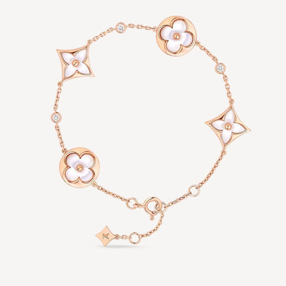 [Rosla]STAR AND SUN 4 MOTIF WHITE MOP PINK GOLD BRACELET