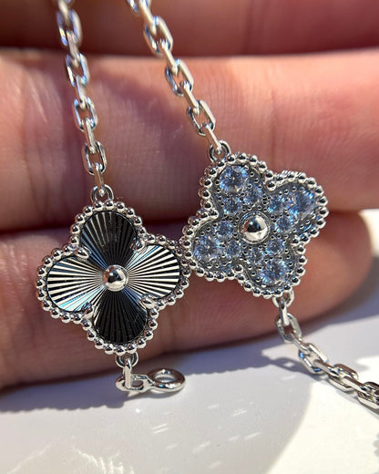 [Rosla]CLOVER 5 MOTIF SILVER DIAMOND BRACELET