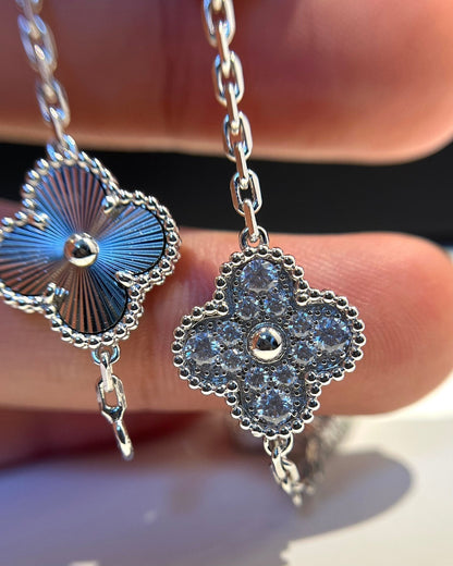 [Rosla]CLOVER 5 MOTIF SILVER DIAMOND BRACELET