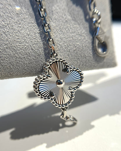 [Rosla]CLOVER 5 MOTIF SILVER DIAMOND BRACELET