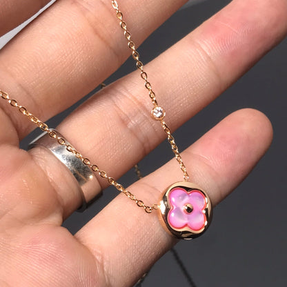 [Rosla]COLOR BLOSSOM PINK MOP SUN GOLD NECKLACE