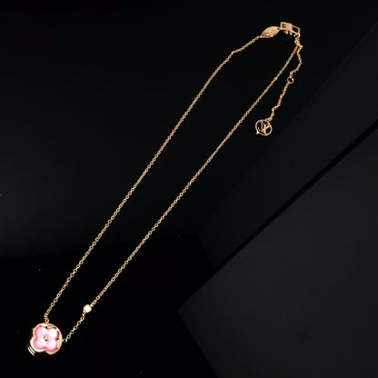 [Rosla]COLOR BLOSSOM PINK MOP SUN GOLD NECKLACE