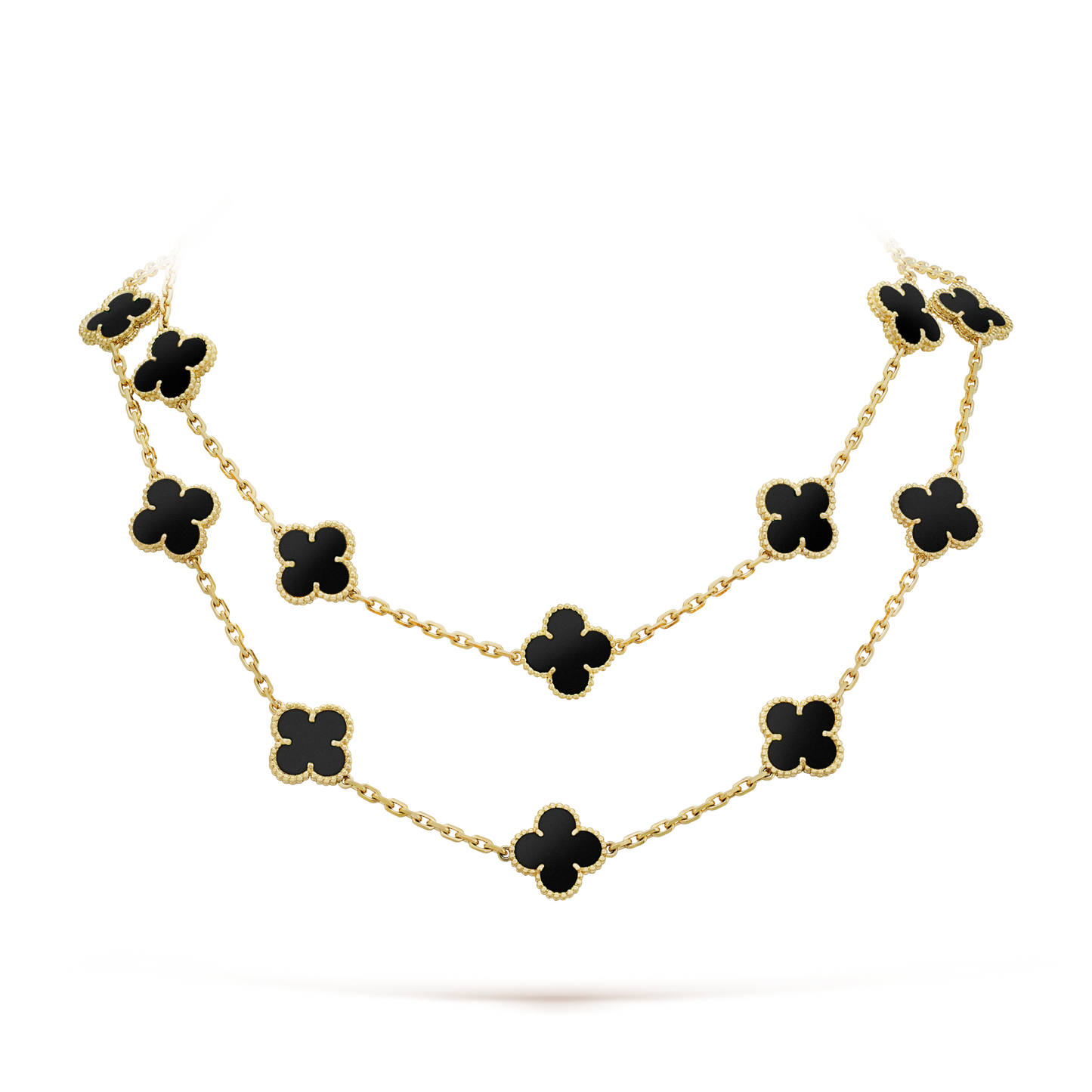 [Rosla]CLOVER 20 MOTIFS ONYX NECKLACE
