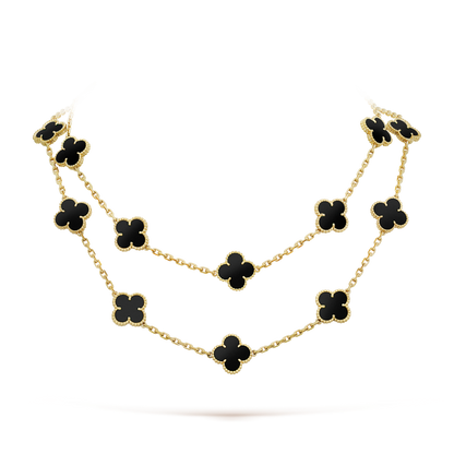 [Rosla]CLOVER 20 MOTIFS ONYX NECKLACE