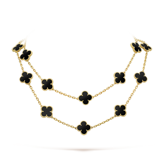 [Rosla]CLOVER 20 MOTIFS ONYX NECKLACE