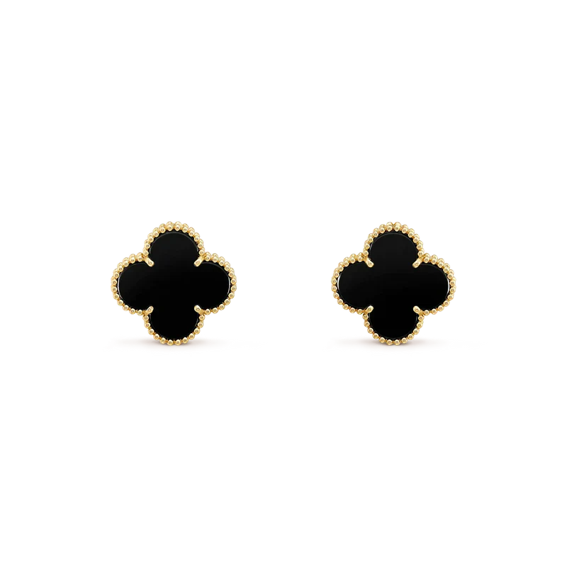 [Rosla]CLOVER MEDIUM 1 MOTIFS  ONYX STUD EARRINGS