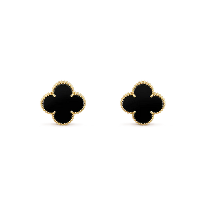 [Rosla]CLOVER MEDIUM 1 MOTIFS  ONYX STUD EARRINGS