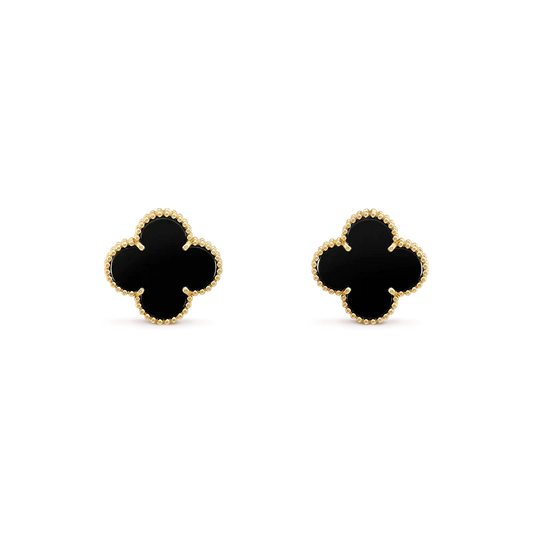 [Rosla]CLOVER MEDIUM 1 MOTIFS  ONYX STUD EARRINGS