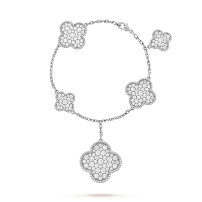 [Rosla]CLOVER 6 MOTIFS SILVER DIAMOND BRACELET
