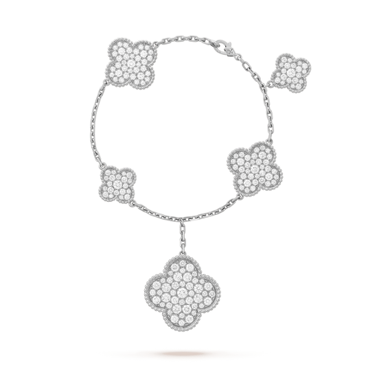 [Rosla]CLOVER 6 MOTIFS SILVER DIAMOND BRACELET