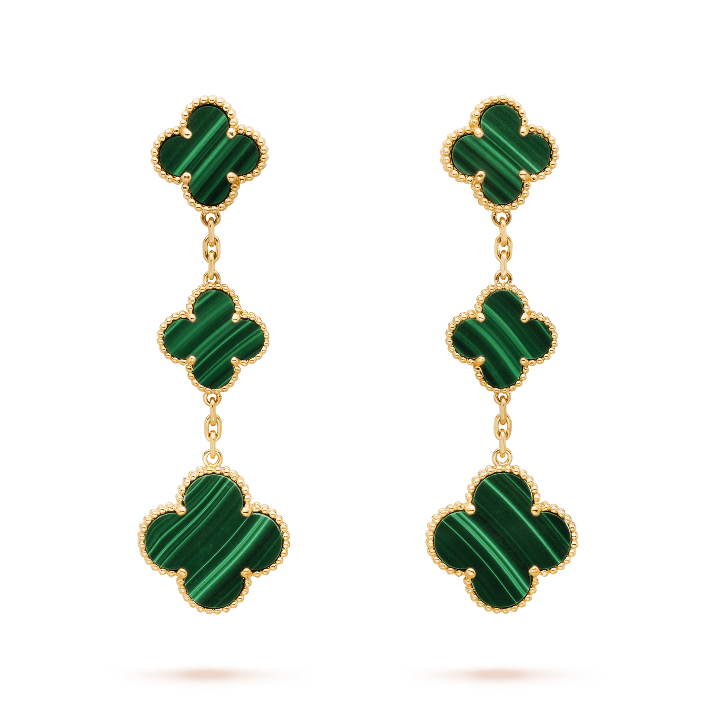 [Rosla]CLOVER MALACHITE 3 MOTIFS GOLD