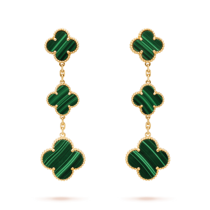 [Rosla]CLOVER MALACHITE 3 MOTIFS GOLD