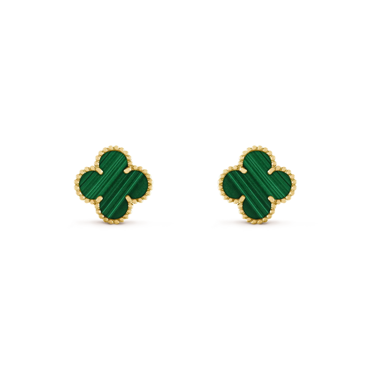 [Rosla]CLOVER MEDIUM 1 MOTIFS MALACHITE  EARRINGS