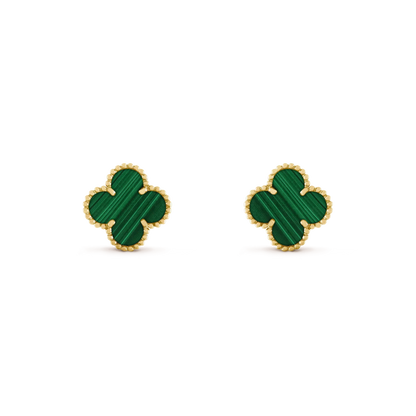 [Rosla]CLOVER MEDIUM 1 MOTIFS MALACHITE  EARRINGS