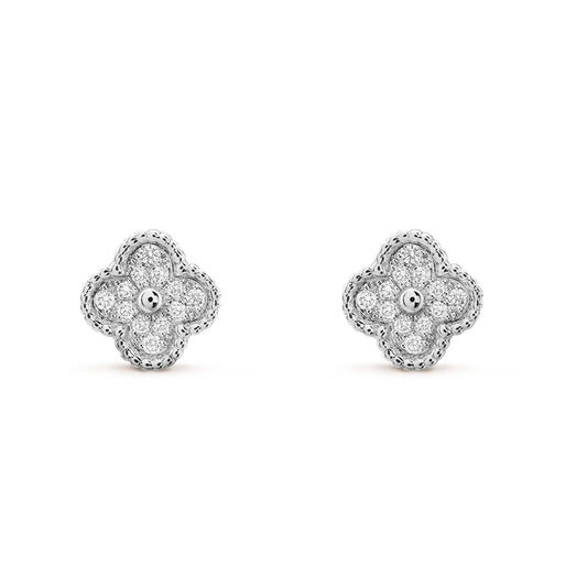 [Rosla]CLOVER MINI DIAMOND STUD EARRINGS