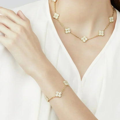 [Rosla]CLOVER 5 MOTIFS  FULL DIAMOND BRACELET