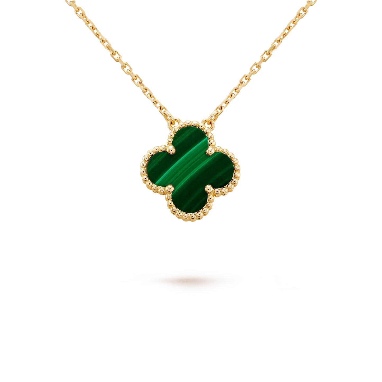 [Rosla]CLOVER 15MM MALACHITE SINGLE FLOWER  NECKLACE