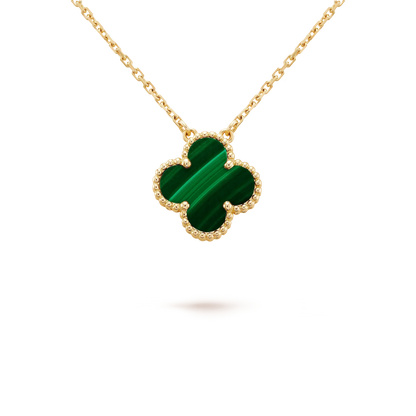 [Rosla]CLOVER 15MM MALACHITE SINGLE FLOWER  NECKLACE