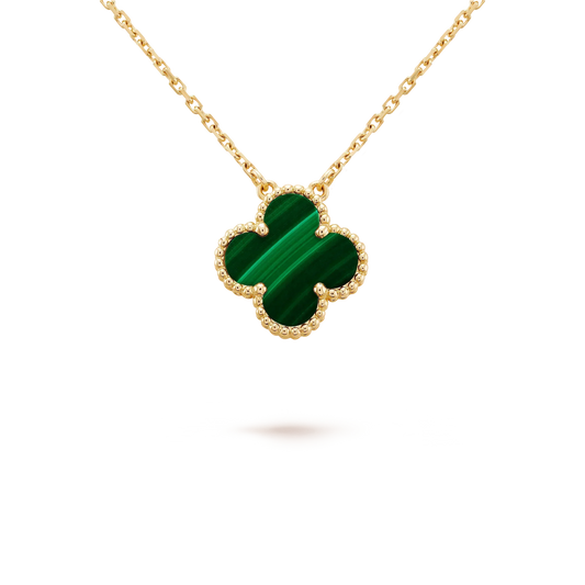[Rosla]CLOVER 15MM MALACHITE SINGLE FLOWER  NECKLACE