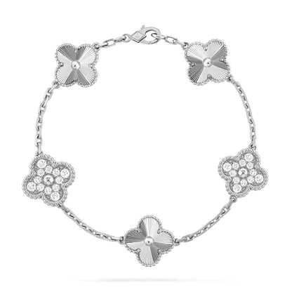 [Rosla]CLOVER 5 MOTIF SILVER DIAMOND BRACELET