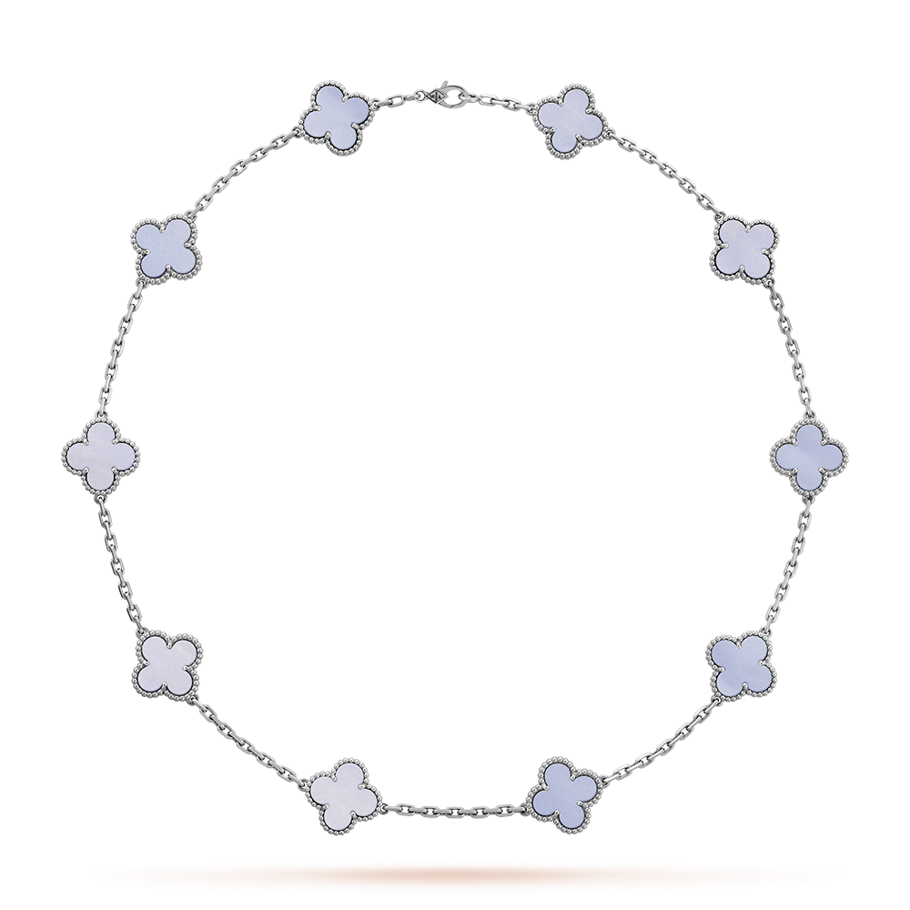 [Rosla]CLOVER 10 MOTIFS BLUE CHALCEDONY NECKLACE