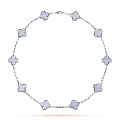 [Rosla]CLOVER 10 MOTIFS BLUE CHALCEDONY NECKLACE