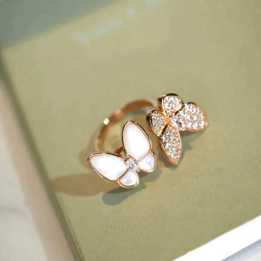 [Rosla]TWIN BUTTERFLY DIAMOND MOP RING