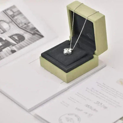 [Rosla]CLOVER  15MM DIAMOND LASER NECKLACE SILVER