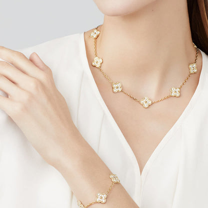 [Rosla]CLOVER 10 MOTIFS DIAMOND NECKLACE