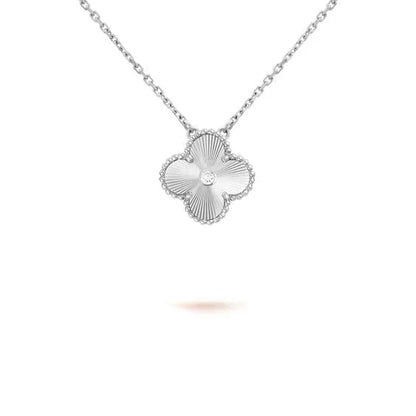 [Rosla]CLOVER  15MM DIAMOND LASER NECKLACE SILVER