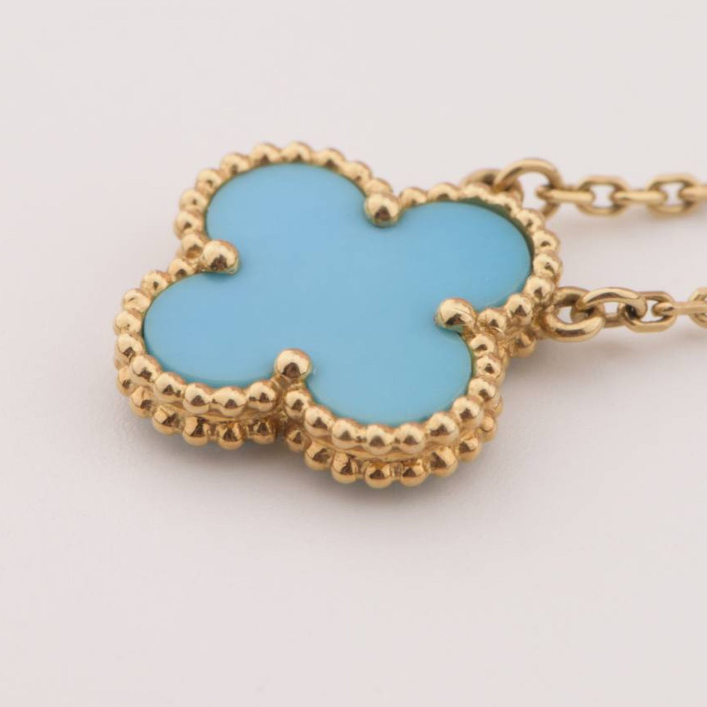 [Rosla]CLOVER 15MM VINTAGE TURQUOISE NECKLACE