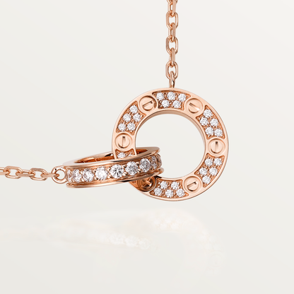 [Rosla]LOVE 7.6MM NECKLACE ROSE GOLD AND SILVER  FULL DIAMOND