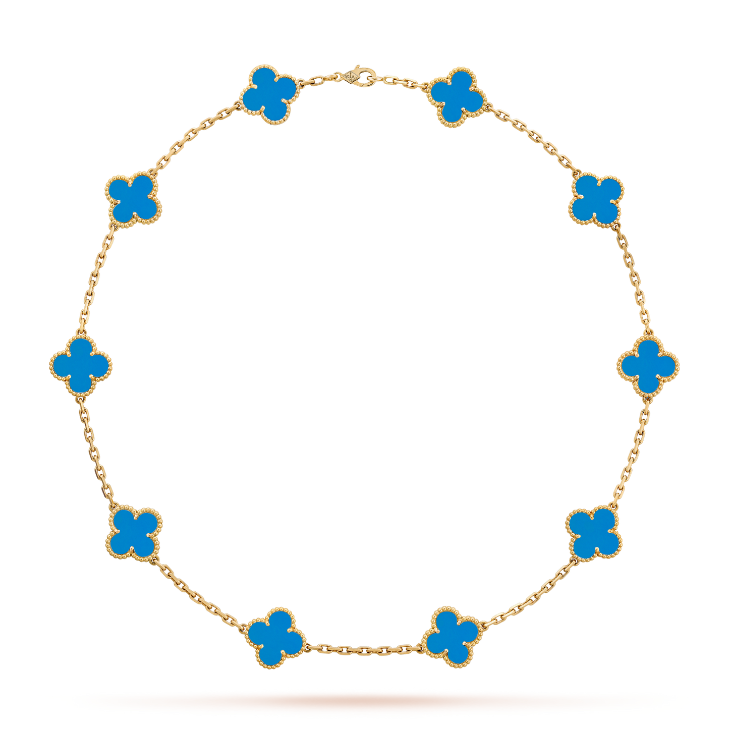 [Rosla]CLOVER 10 MOTIFS BLUE AGATE NECKLACE