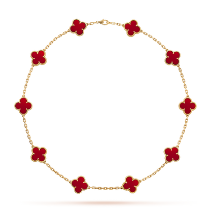 [Rosla]CLOVER 10 MOTIFS CARNELIAN NECKLACE