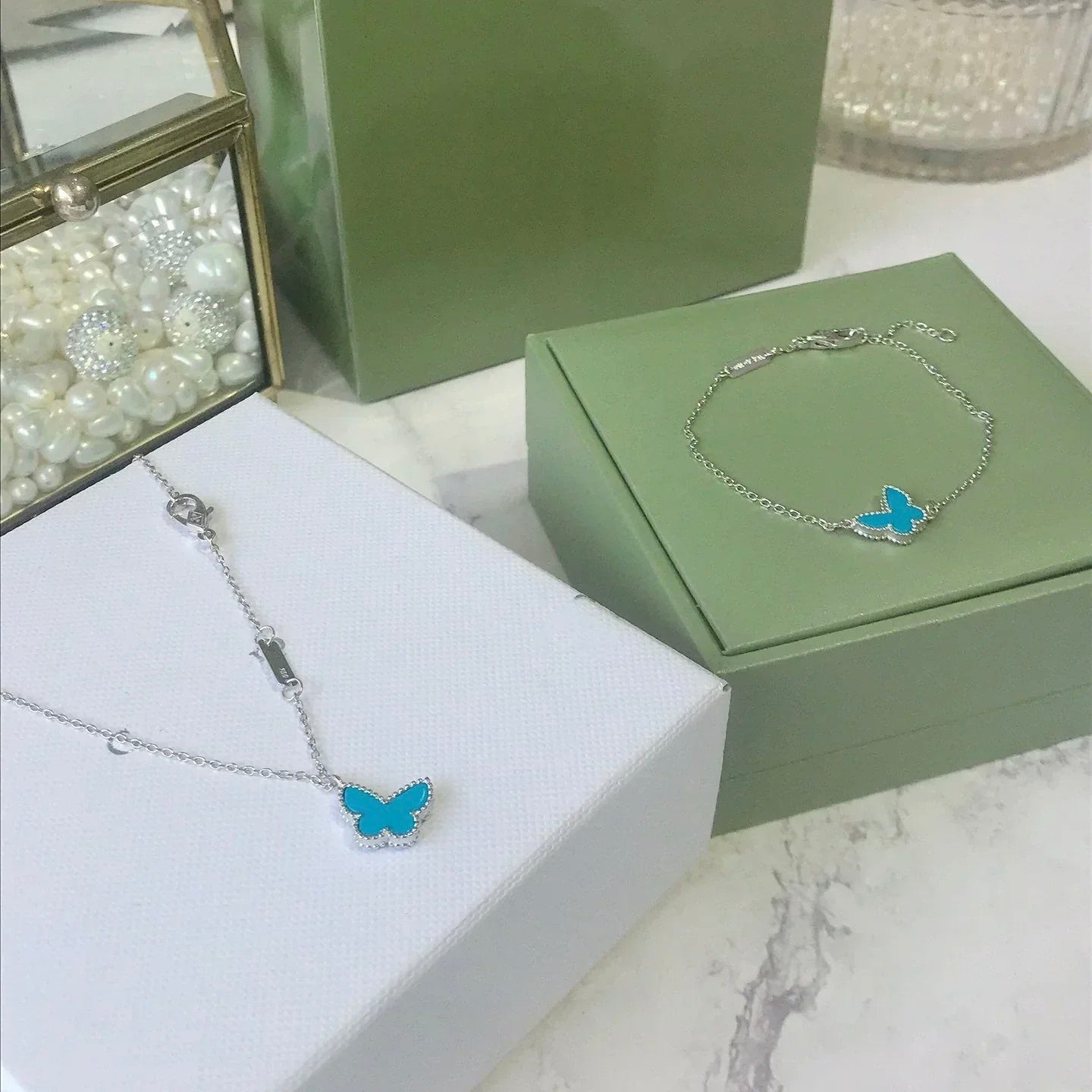 [Rosla]BUTTERFLY TURQUOISE BUTTERFLY BRACELET SILVER