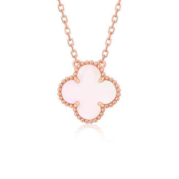 [Rosla]CLOVER 15MM PINK MOTHER-OF-PEARL SINGLE FLOWER NECKLACE