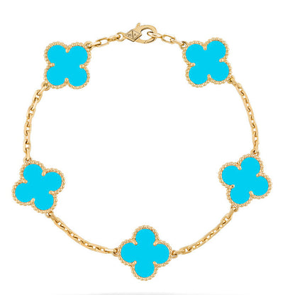 [Rosla]CLOVER 5 MOTIFS TURQUOISE BRACELET
