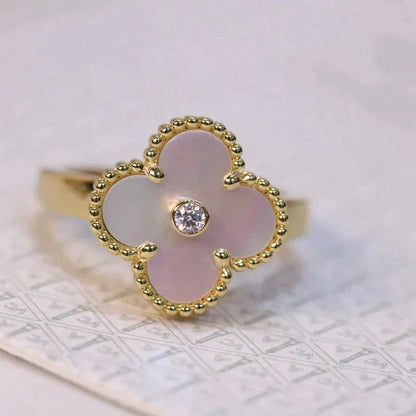 [Rosla]CLOVER PINK MOP RING GOLD DIAMOND