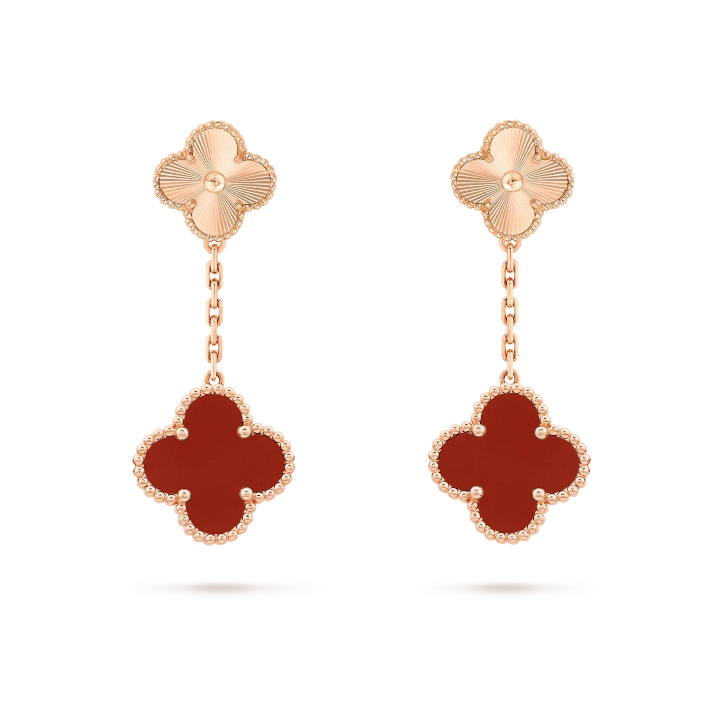 [Rosla]CLOVER 2 MOTIF  LASER CARNELIAN EARRINGS