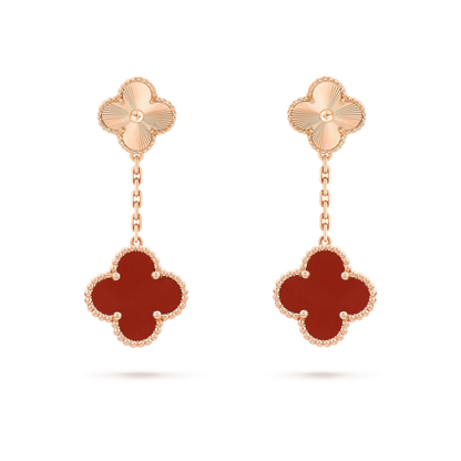 [Rosla]CLOVER 2 MOTIF  LASER CARNELIAN EARRINGS