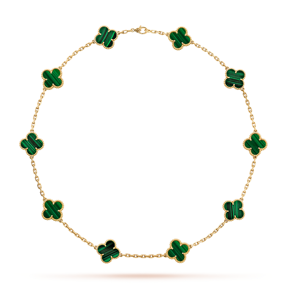 [Rosla]CLOVER 10 MOTIFS MALACHITE NECKLACE