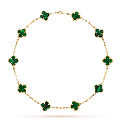 [Rosla]CLOVER 10 MOTIFS MALACHITE NECKLACE