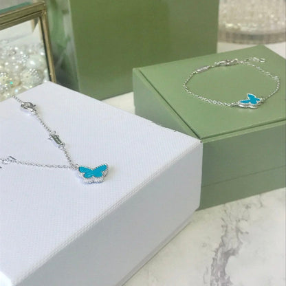 [Rosla]BUTTERFLY TURQUOISE BUTTERFLY BRACELET SILVER
