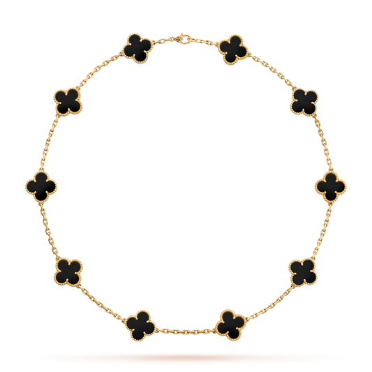 [Rosla]CLOVER 10 MOTIFS ONYX NECKLACE