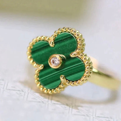 [Rosla]CLOVER MALACHITE RING GOLD DIAMOND