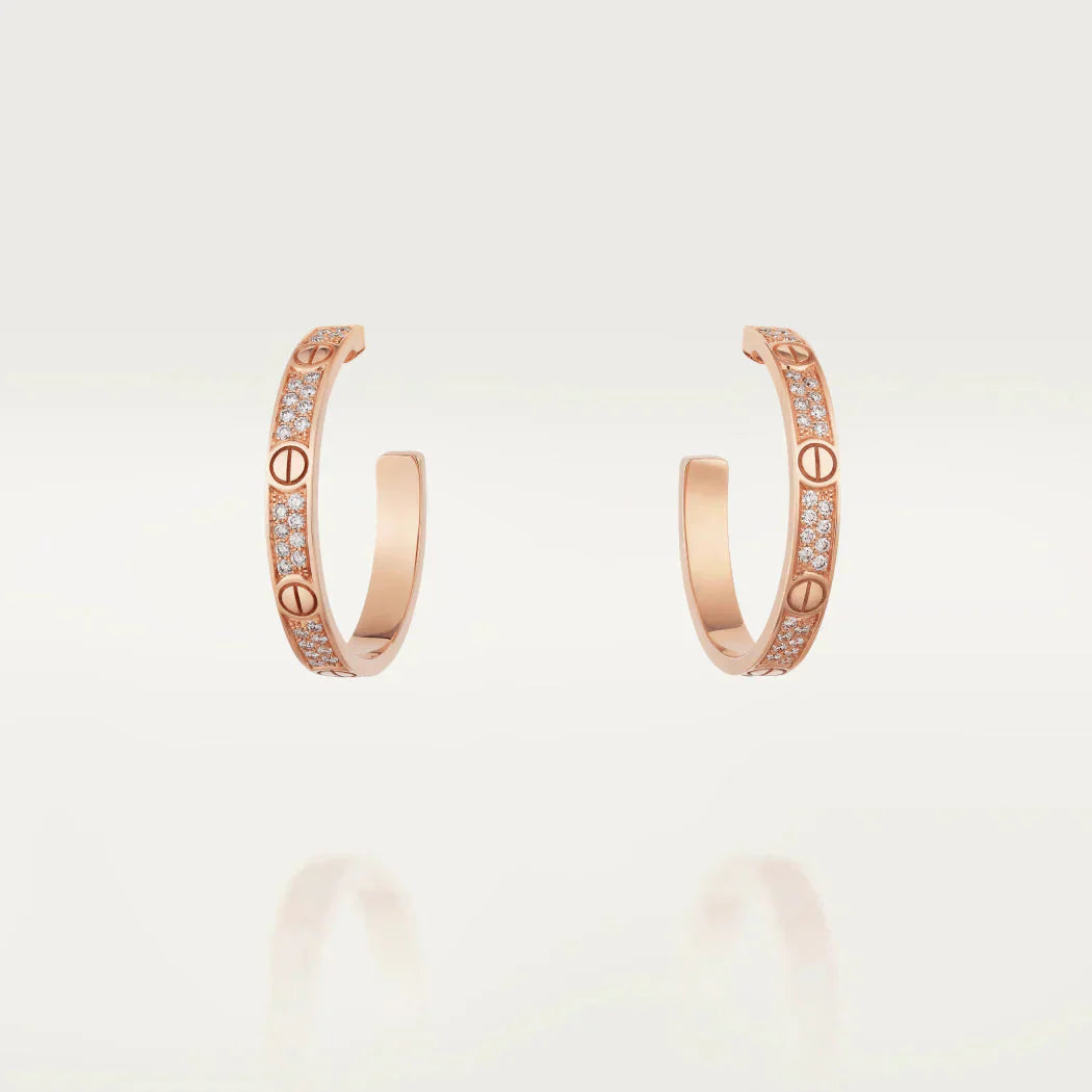 [Rosla]LOVE DIAMOND PINK GOLD HOOP EARRINGS