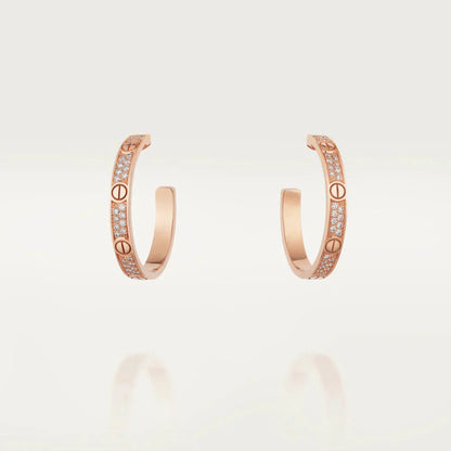[Rosla]LOVE DIAMOND PINK GOLD HOOP EARRINGS